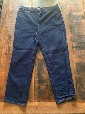 Lands' End Dark Blue High-rise Straight Leg Jeans 16S